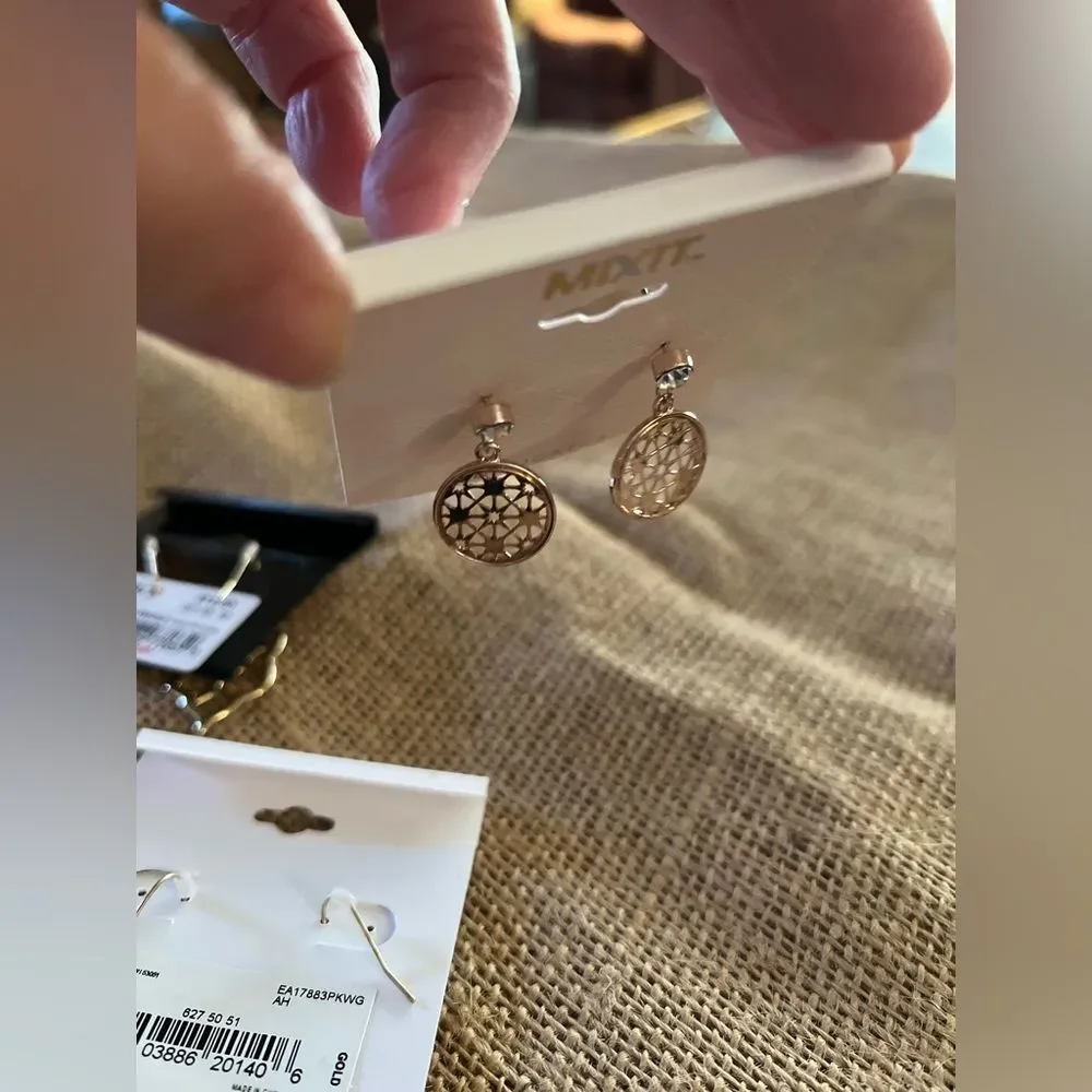 Earring dangle drop gold tone set APT.9, MLT, SONOMA Earring Set-3 piece set